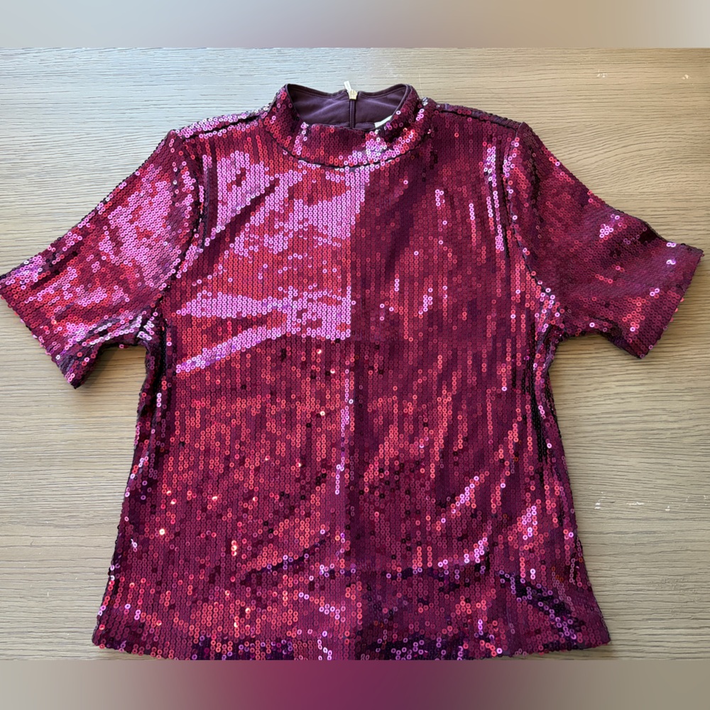 Michael Kors Burgundy Sequined Top